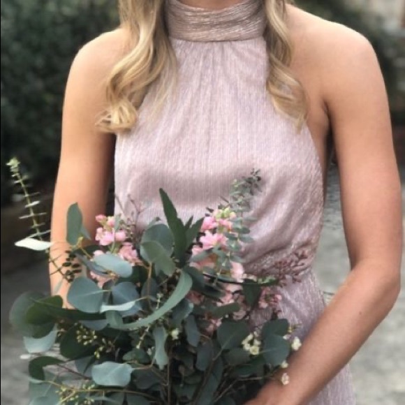 Show Me Your MuMu Collette Collar Dress Maxi Magic Mauve Glimmer Pink Size Small - Picture 9 of 9